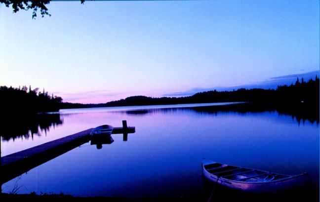 View from front yard, lakefront rooms and some cabins